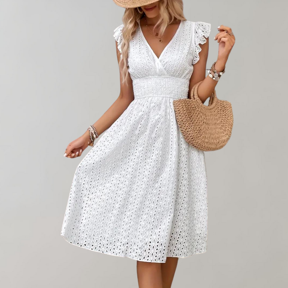 JO | elegant midi dress for women with gathered sleeves