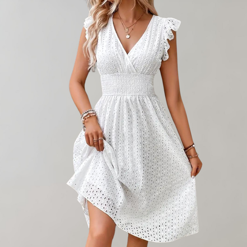 JO | elegant midi dress for women with gathered sleeves