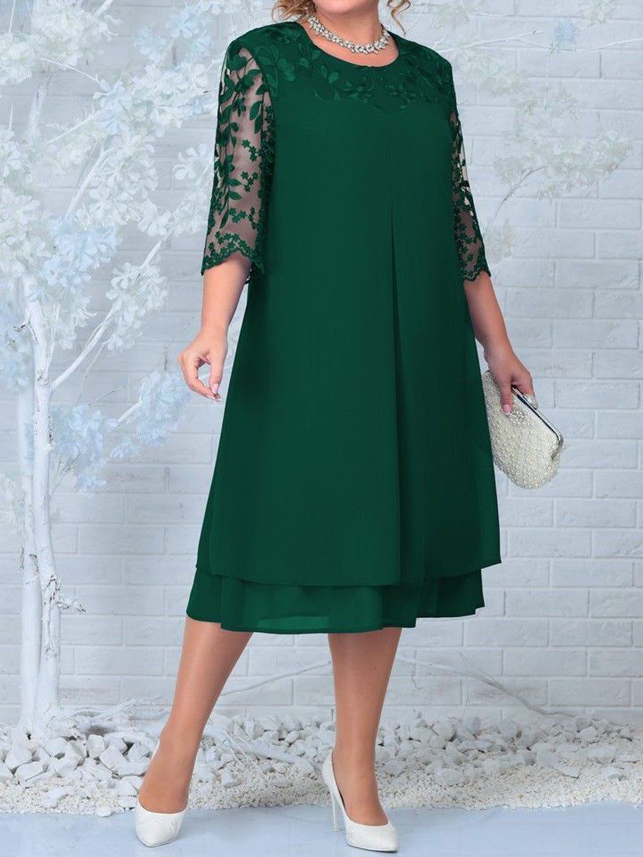 JO | Lace-shoulder cotton midi dress