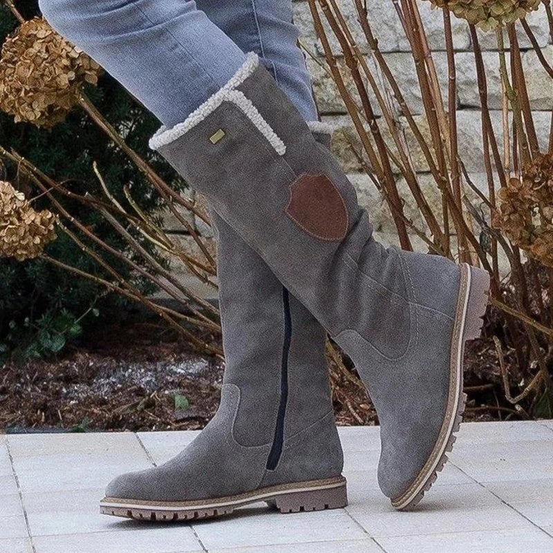 JO | Fashion flat knee-high snow boots with zipper
