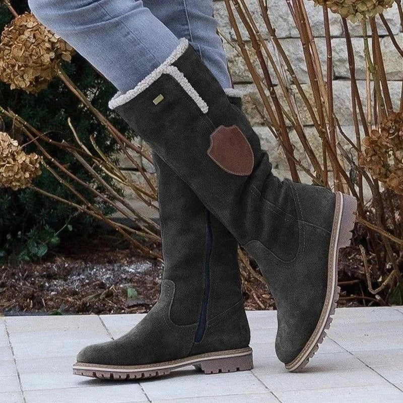 JO | Fashion flat knee-high snow boots with zipper