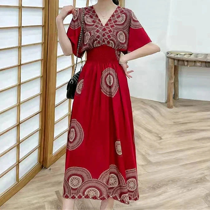JO | Boho maxi dress with floral print and kimono sleeves
