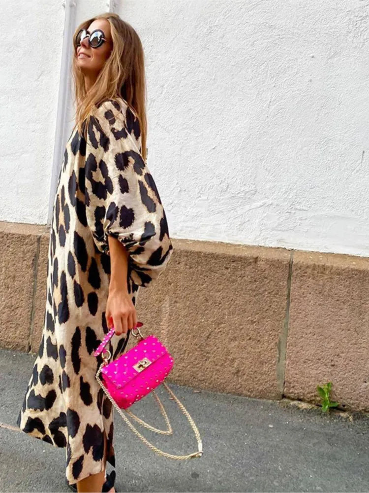 JO | Luxe midi dress with leopard print
