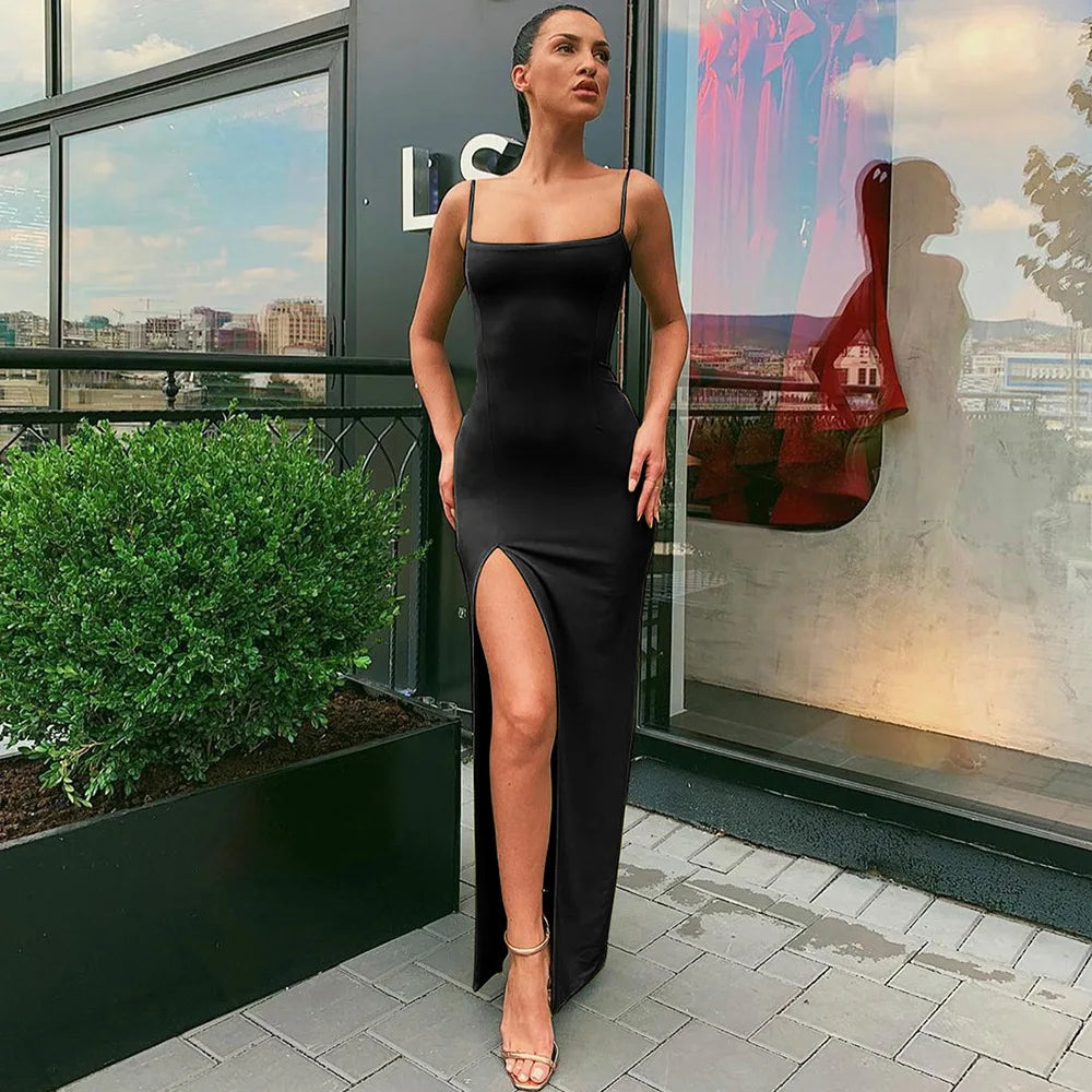 JO | Red Black Long Sleeve Bodycon Dress for Women Elegant Party Midi Dress for New Year and Christmas Celebrations