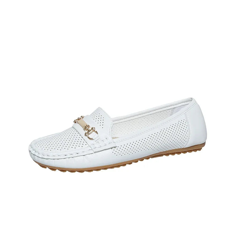 Women's Sneakers 2025 Spring Autumn Casual Metal Decoration Round Toe Slip on Soft Bottom Flats Shoes Loafers Zapatos De Mujer