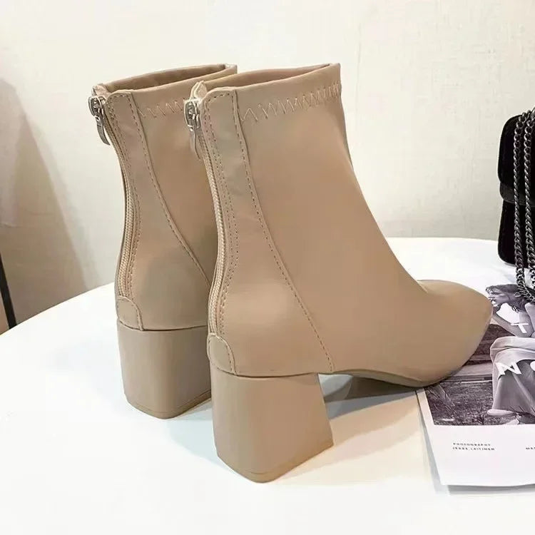 2024 New Women Boots Fashion Square Head Ankle Boots for Women Ankle Boots Comfortable Lady Shoes Casual Shoe botines mujer