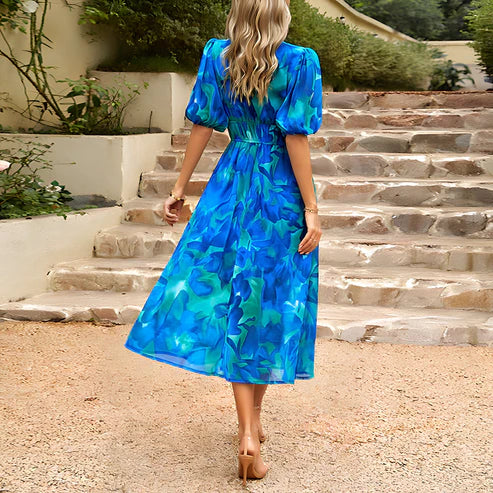 JO | Vintage Glam Lantern Sleeve Midi Dress