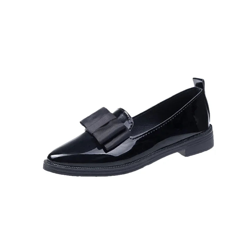 Shoes for Women 2024 High Quality Slip on Women's Flats Autumn Pointed Toe Solid Concise Chunky Heels Office Profession Loafers