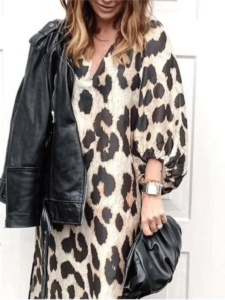 JO | Luxe midi dress with leopard print
