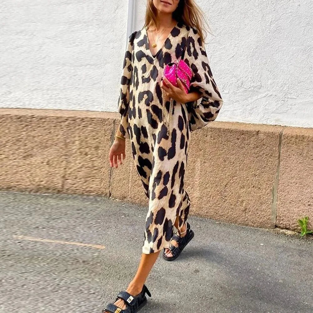JO | Luxe midi dress with leopard print