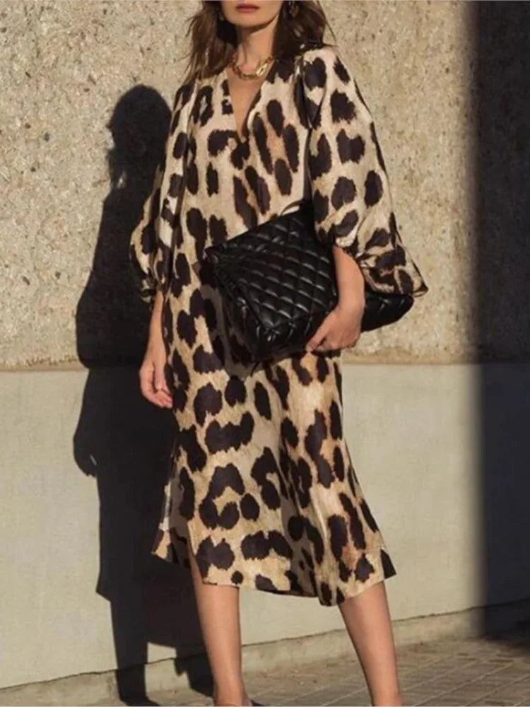 JO | Luxe midi dress with leopard print