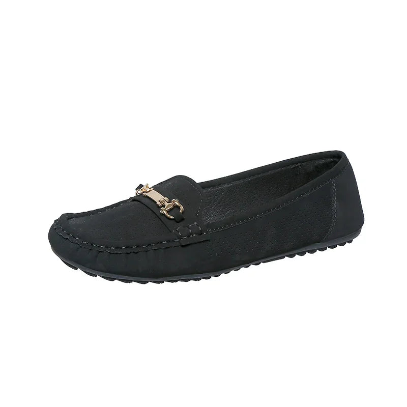 Women's Sneakers 2025 Spring Autumn Casual Metal Decoration Round Toe Slip on Soft Bottom Flats Shoes Loafers Zapatos De Mujer