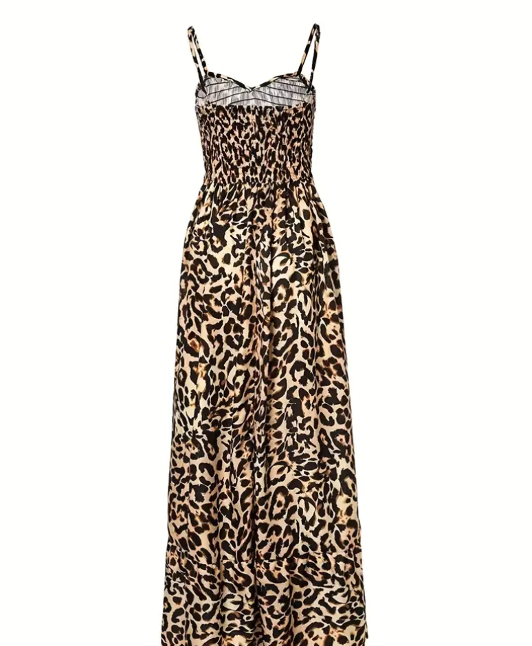JO | Maxi dress with leopard print and spaghetti straps