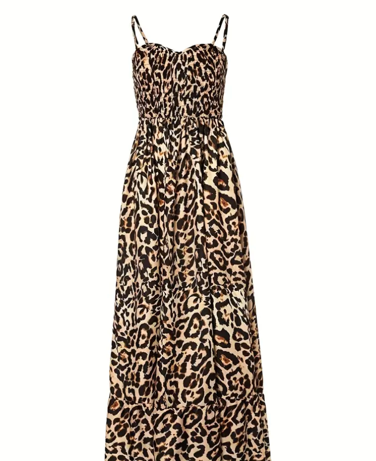 JO | Maxi dress with leopard print and spaghetti straps