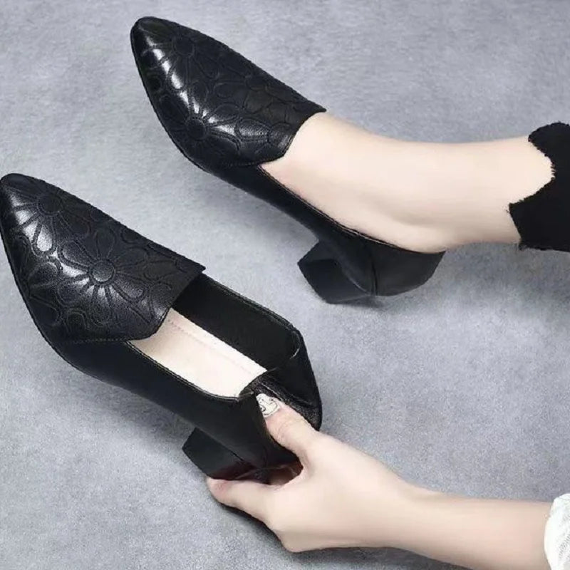 Cresfimix female fashion sweet high quality pointed toe black slip on stiletto heel shoes lady casual green comfort heels ba80