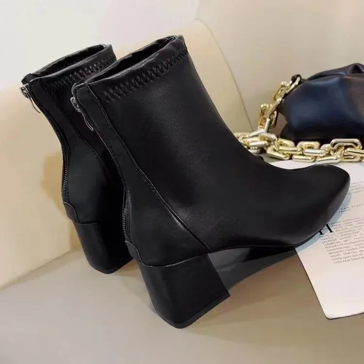2024 New Women Boots Fashion Square Head Ankle Boots for Women Ankle Boots Comfortable Lady Shoes Casual Shoe botines mujer
