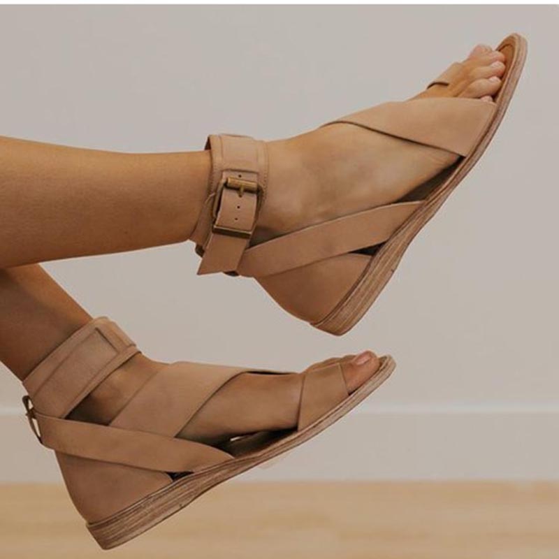 JO | cross strap ankle wrap toe ring sandals