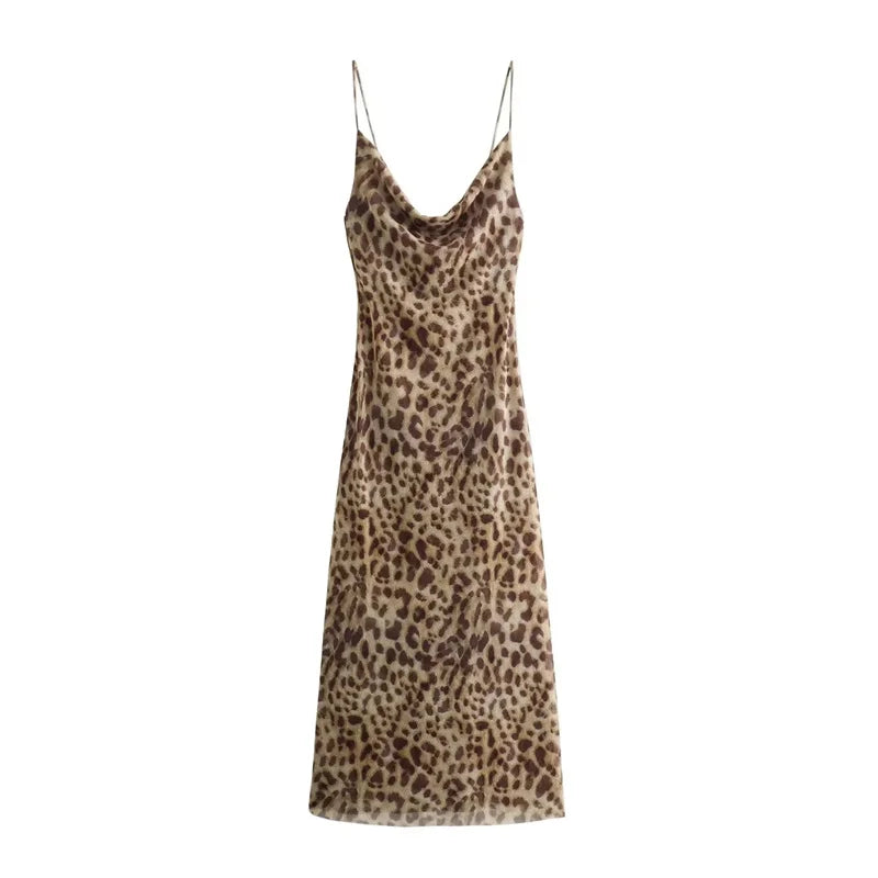 JO | Maxi dress with leopard print and spaghetti straps
