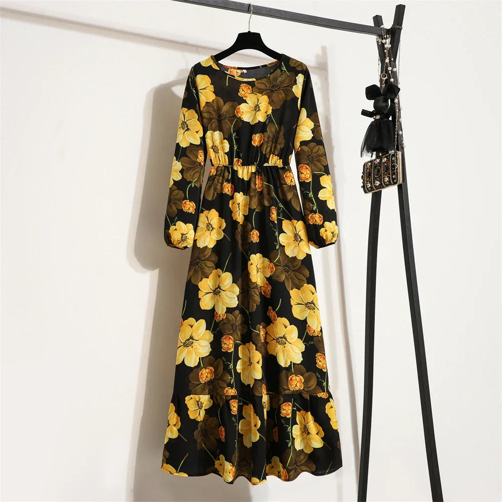 JO | spring summer bohemian maxi dress with floral print