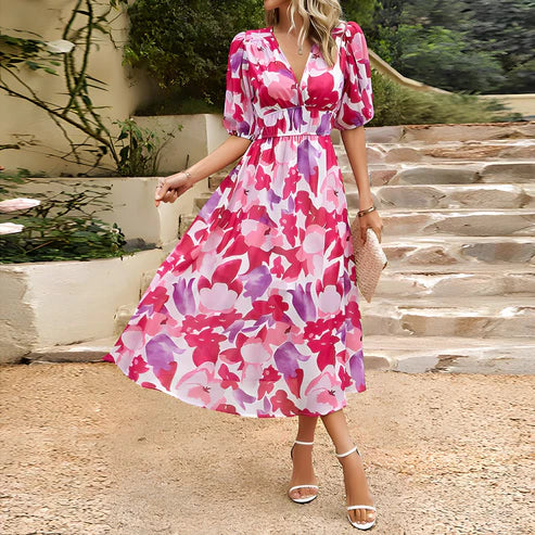 JO | Vintage Glam Lantern Sleeve Midi Dress