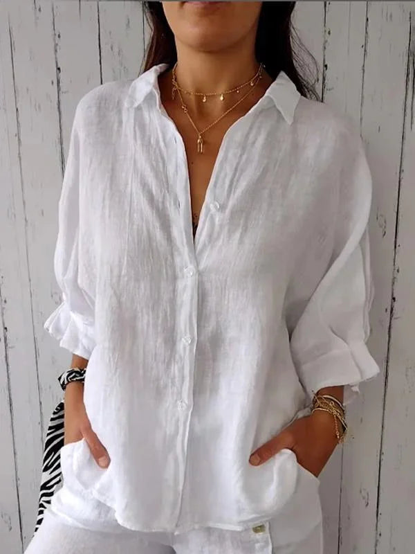 JO | Shirt with knot pattern in cotton and linen