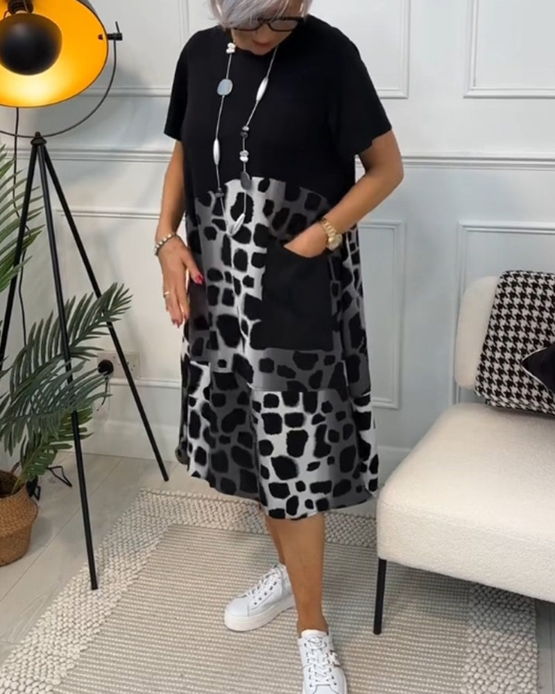 JO | Stylish short-sleeved midi dress with leopard print