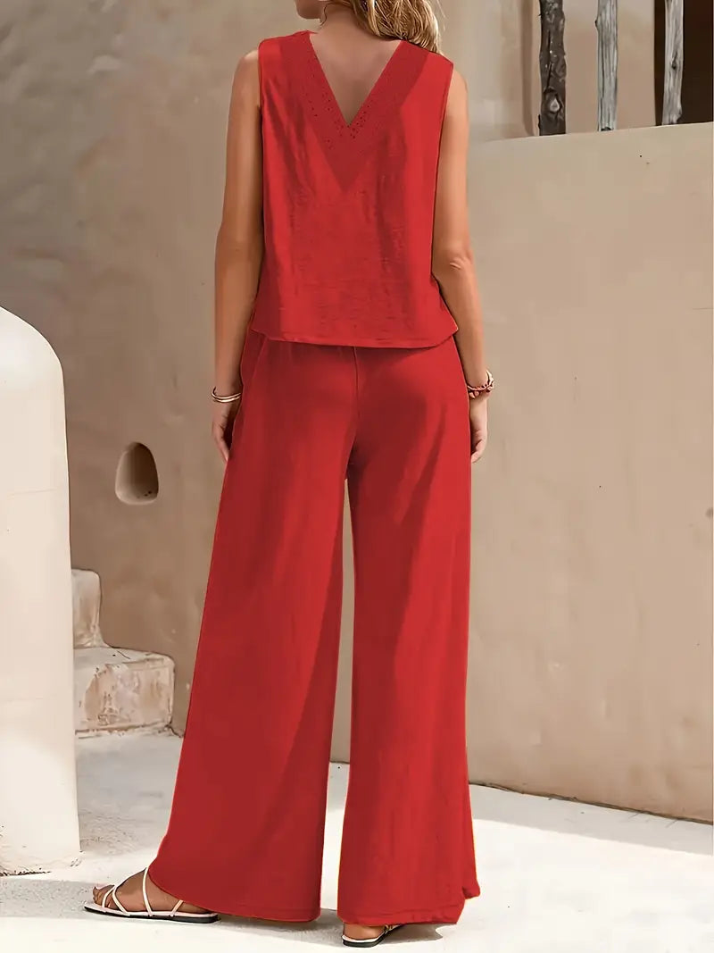 JO | Set of sleeveless top and wide-leg pants