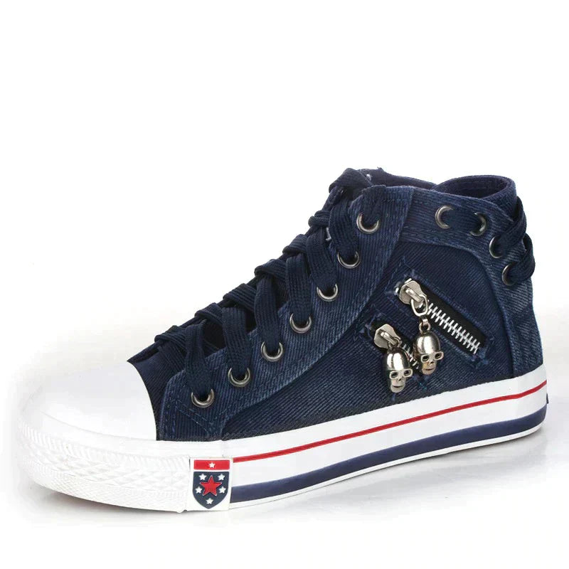 JO | Fashionable canvas sneakers with zipper detail