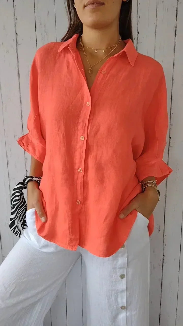 JO | Shirt with knot pattern in cotton and linen