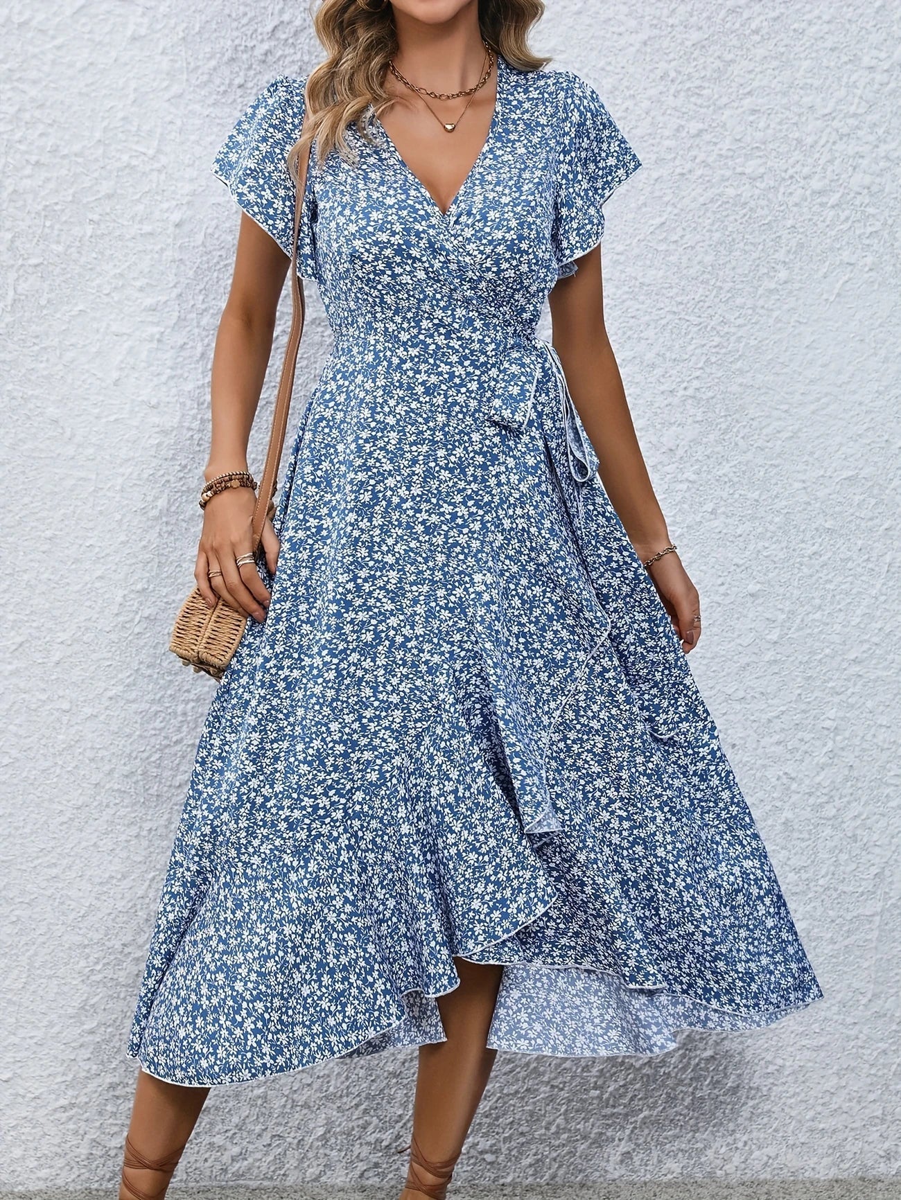 JO | airy maxi dress with ruffled sleeves and waistband