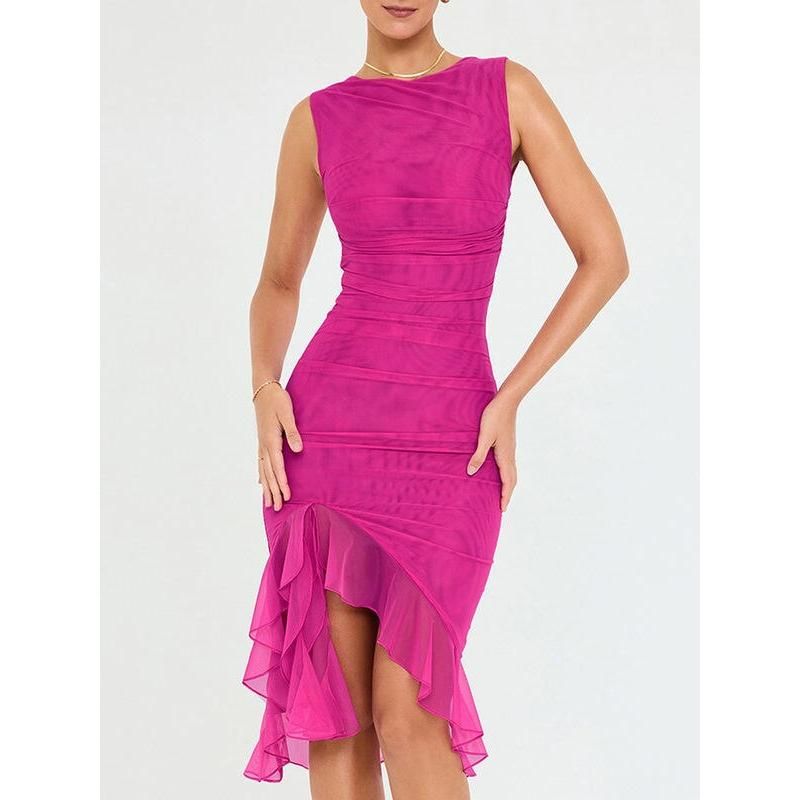JO | Elegant backless midi dress with ruffles