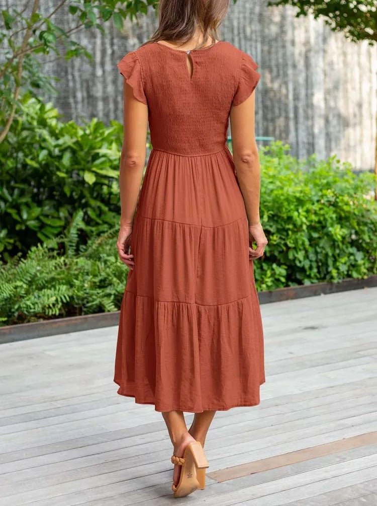 JO | Flowing tiered midi dress