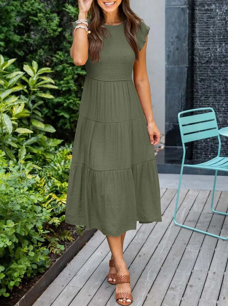 JO | Flowing tiered midi dress