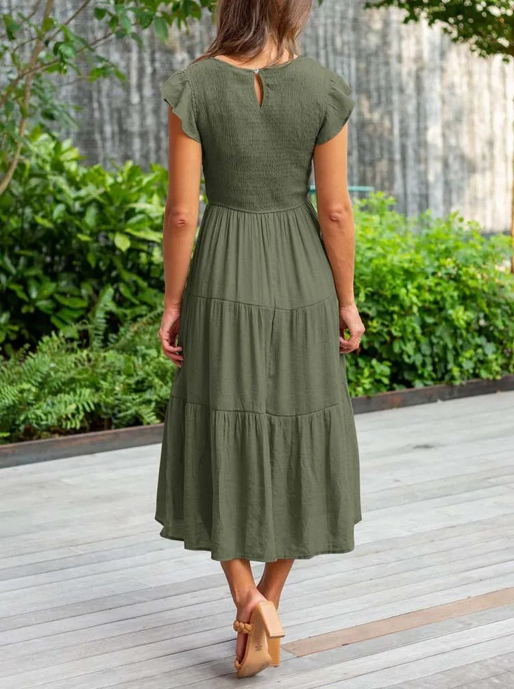 JO | Flowing tiered midi dress