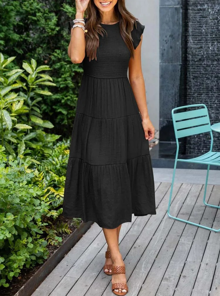 JO | Flowing tiered midi dress