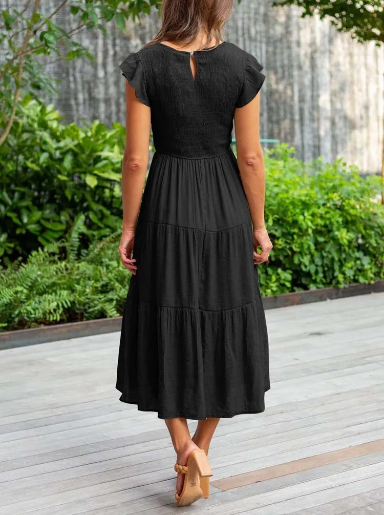 JO | Flowing tiered midi dress