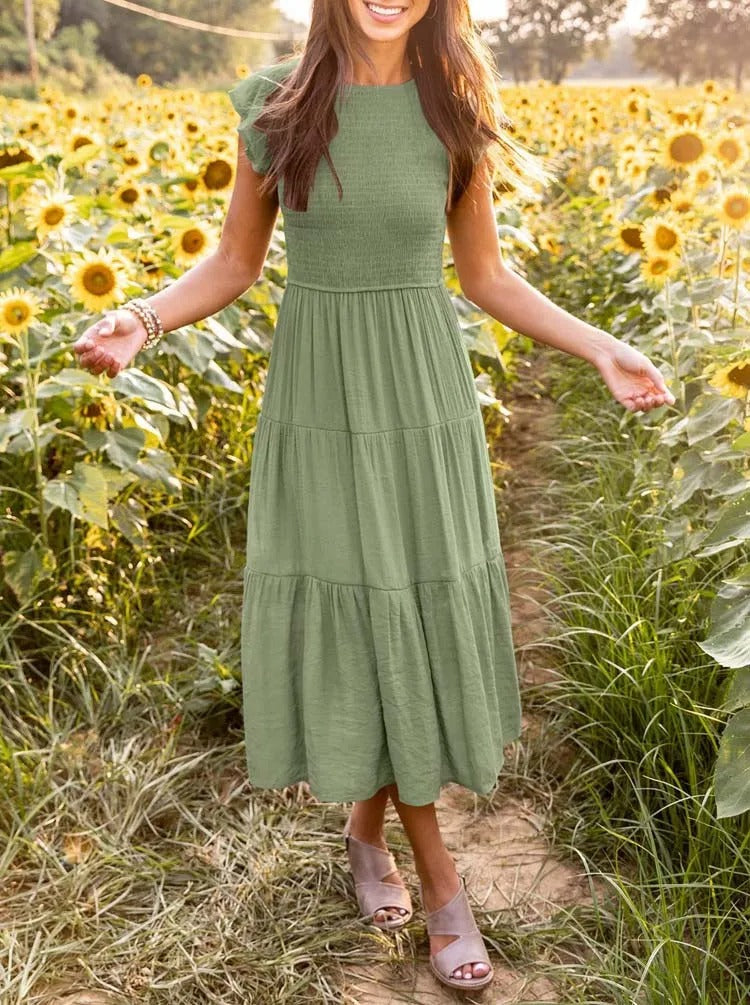JO | Flowing tiered midi dress