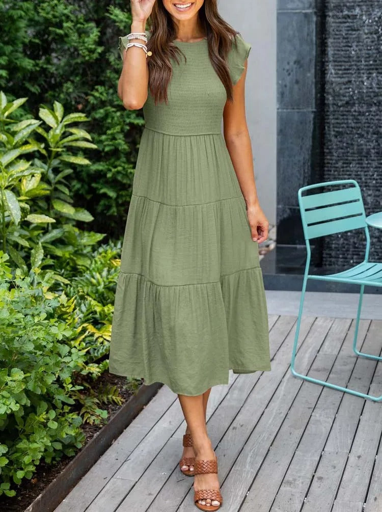JO | Flowing tiered midi dress