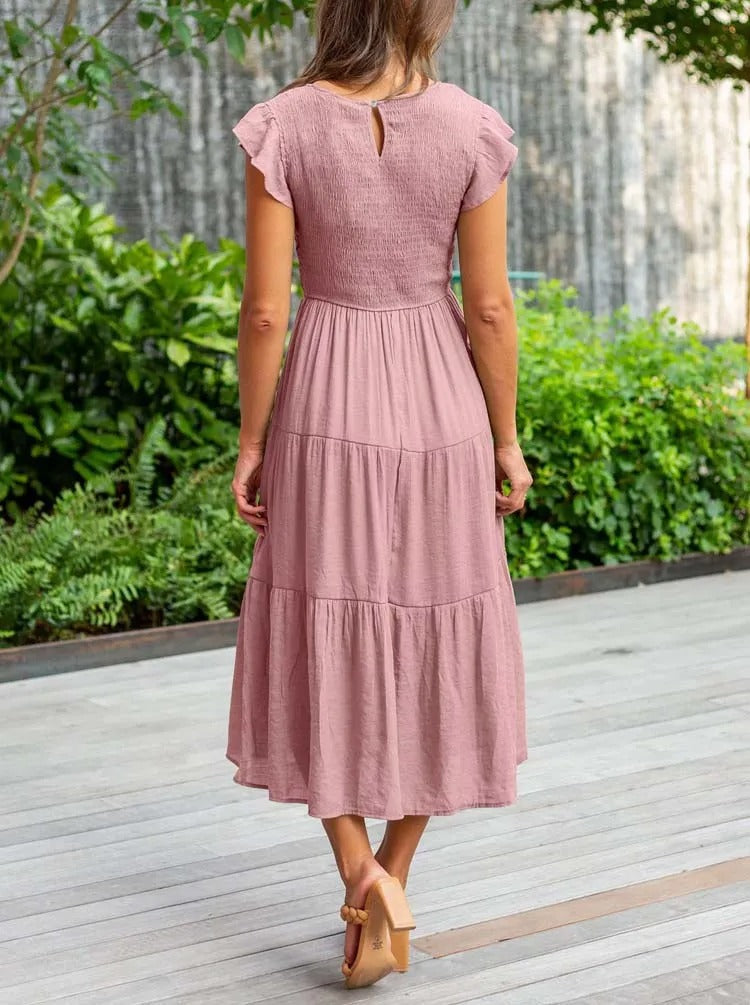 JO | Flowing tiered midi dress