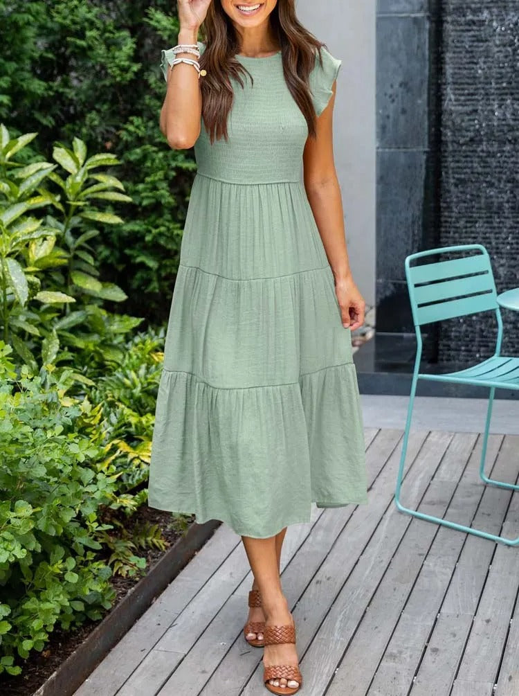 JO | Flowing tiered midi dress