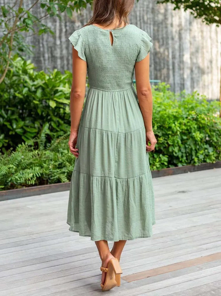 JO | Flowing tiered midi dress