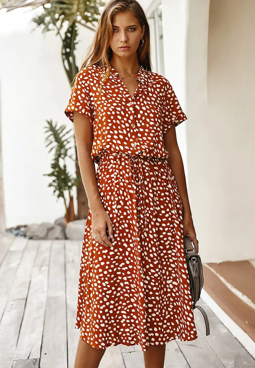 JO | loose-fitting midi dress for women with belt