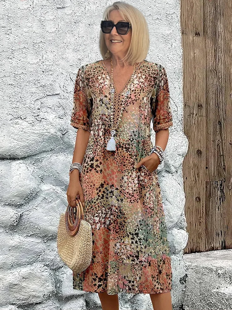 JO | Vibrant midi dress with pockets for women