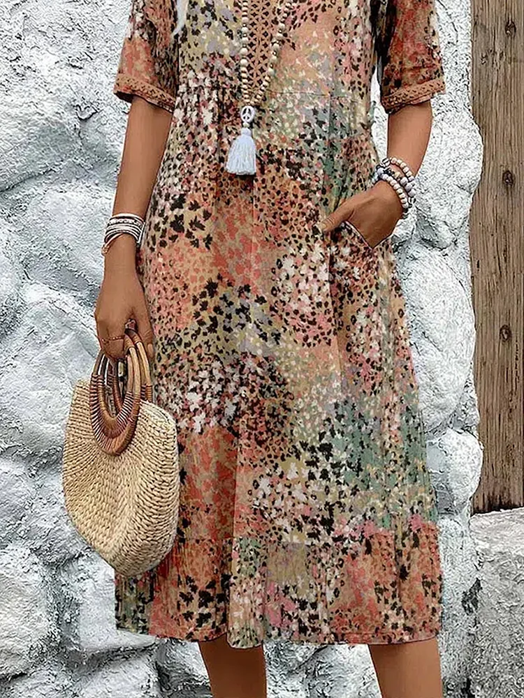 JO | Vibrant midi dress with pockets for women