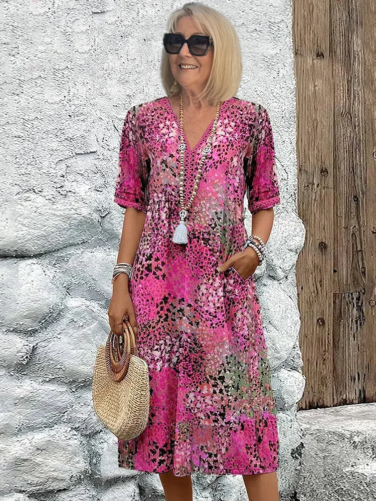 JO | Vibrant midi dress with pockets for women