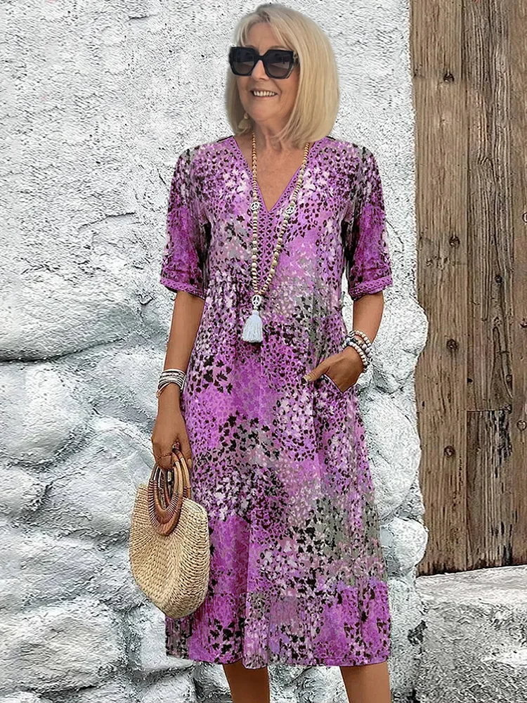JO | Vibrant midi dress with pockets for women