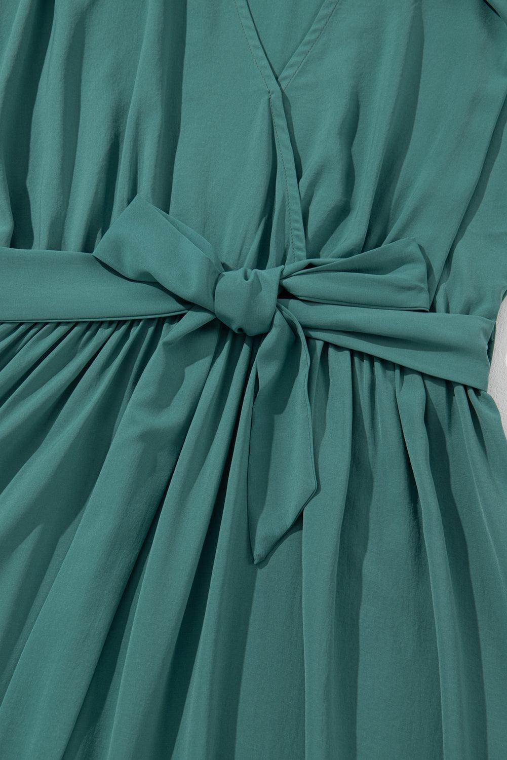 JO | Dark green maxi dress with pleats for women