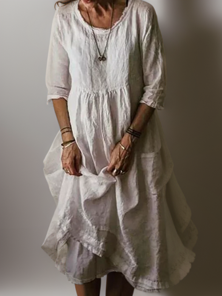 JO | Summer Pleated midi dress in cotton and linen