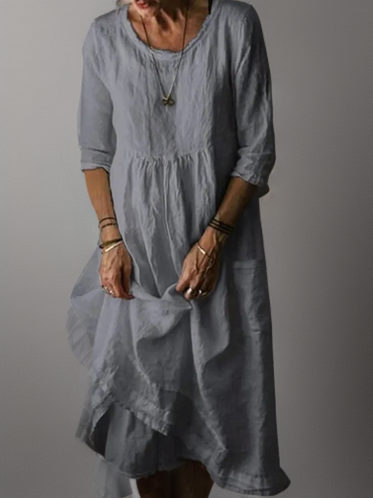 JO | Summer Pleated midi dress in cotton and linen