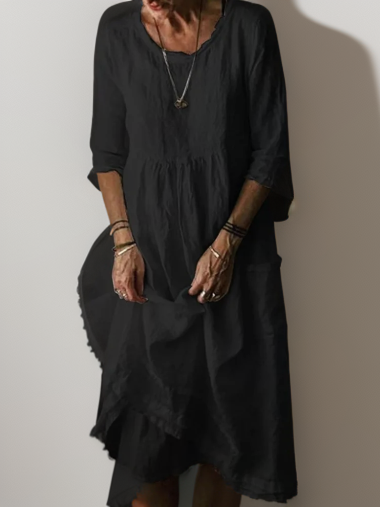 JO | Summer Pleated midi dress in cotton and linen